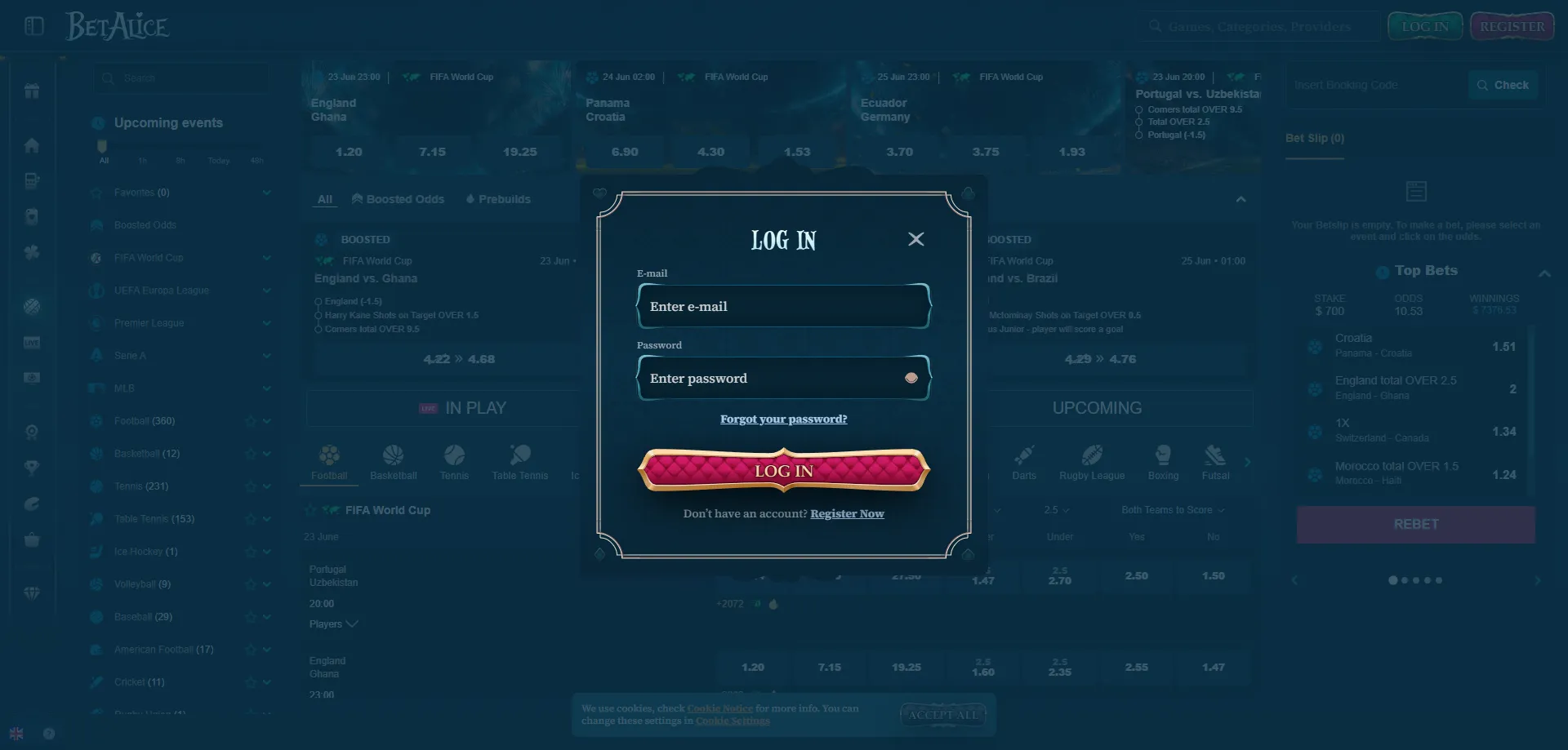BetAlice sicurezza protezione dati SSL login account verificato